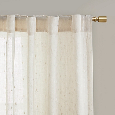 Deandra Striped 84-Inch Rod Pocket/Back Tab Sheer Window Curtain Panel in Natural (Single). View a larger version of this product image.