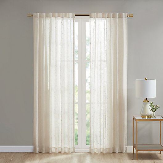 Tab Sheer Window Curtain Panel, Gray Striped Sheer Curtains