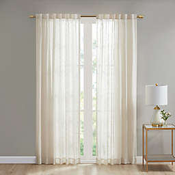 Deandra Striped 84-Inch Rod Pocket/Back Tab Sheer Window Curtain Panel in Natural (Single)