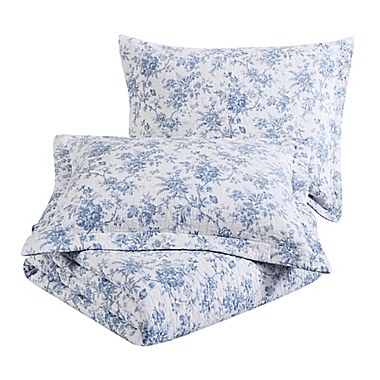 Laura Ashley&reg; Walled Garden  Reversible Quilt Set in Skydust Blue. View a larger version of this product image.