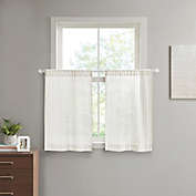 Albana Striped 24-Inch Kitchen Window Curtain Tier Pair in White