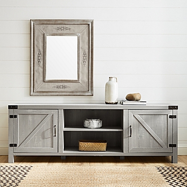 Forest Gate 70-Inch Barn Door TV Stand in Stone Grey. View a larger version of this product image.