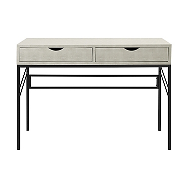 Forest Gate 44-Inch Faux Shagreen 2 Drawer Desk in White. View a larger version of this product image.