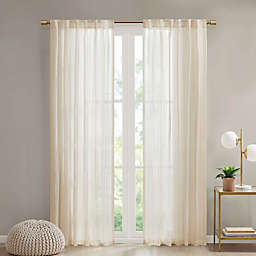 Albana Striped 63-Inch Rod Pocket/Back Tab Sheer Window Curtain Panel in Ivory (Single)