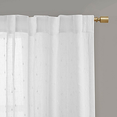 Deandra Striped 108-Inch Rod Pocket/Back Tab Sheer Window Curtain Panel in White (Single). View a larger version of this product image.