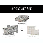 Alternate image 5 for Ellen Tracy Jacobean Floral 5-Piece King Quilt Set