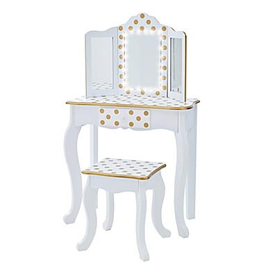 Fantasy Fields by Teamson Kids Polka Dot Prints Gisele Play Vanity Set with LED Mirror. View a larger version of this product image.