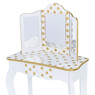 Fantasy Fields by Teamson Kids Polka Dot Prints Gisele Play Vanity Set with LED Mirror. View a larger version of this product image.