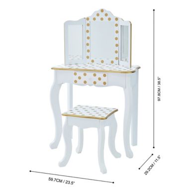 Fantasy Fields by Teamson Kids Polka Dot Prints Gisele Play Vanity Set with LED Mirror. View a larger version of this product image.