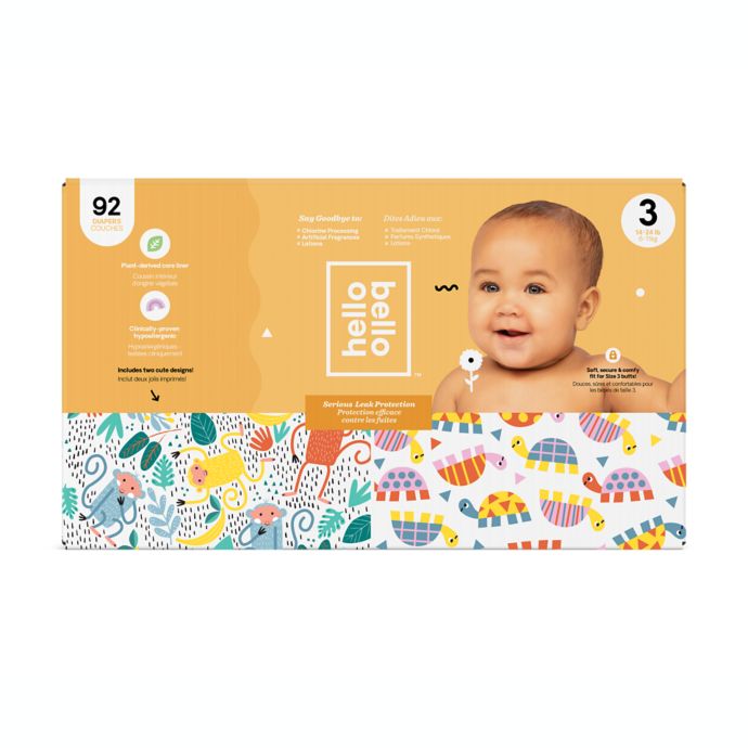 Hello Bello 92 Count Size 3 Monkeys And Turtles Disposable Diapers In Orange Bed Bath And Beyond Canada