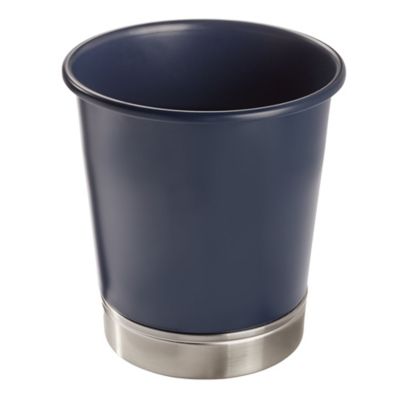 InterDesign&reg; York Waste Can in Navy/Brushed Nickel