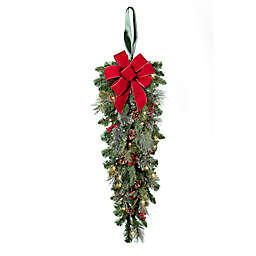 OIC Products 3-Foot Classic Hanging Pre-Lit Christmas Swag in Red/White/Green