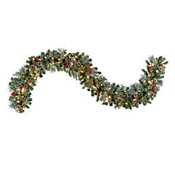 OIC Products 9-Foot Pre-Lit Christmas Garland in Green/White