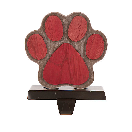 Alternate image 1 for Glitzhome® Paw Stocking Holder in Red