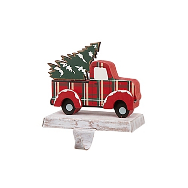 Glitzhome&reg; Metal Truck Stocking Holder in Red. View a larger version of this product image.
