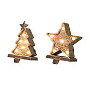 Glitzhome&reg; LED Christmas Tree &amp; Star Stocking Holders in Gold (Set of 2)
