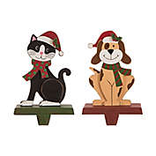Glitzhome&reg; 2-Piece Dog and Cat Stocking Holder Set