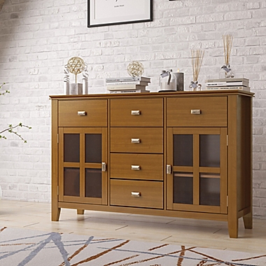 Simpli Home Artisan Solid Wood Sideboard Buffet in Honey Brown. View a larger version of this product image.