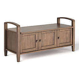Simpli Home Warm Shaker Solid Wood Entryway Storage Bench in Rustic Natural Aged Brown