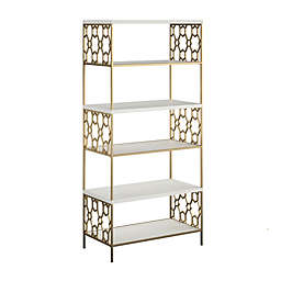 CosmoLiving by Cosmopolitan Ella 5-Shelf Bookcase in White/Gold
