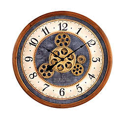 Bulova Gears in Motion 13-Inch Round Wall Clock in Brown