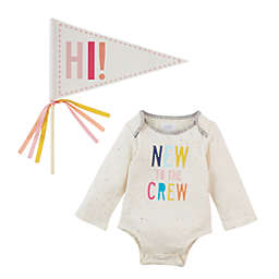 Mud Pie® Size 0-6M New to the Crew 2-Piece Crawler & Pennant Set in Pink/White