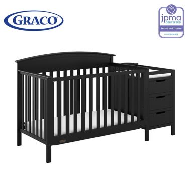 Graco&reg; Benton 4-in-1 Convertible Crib and Changer in Black. View a larger version of this product image.