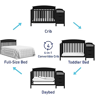 Graco&reg; Benton 4-in-1 Convertible Crib and Changer in Black. View a larger version of this product image.