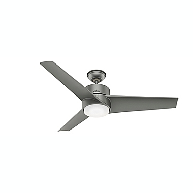 Hunter&reg; 54-Inch Havoc 1-Light Outdoor Ceiling Fan in Matte Silver with Wall Control. View a larger version of this product image.