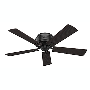Hunter&reg; 52-Inch Cedar Key Low Profile Indoor/Outdoor Ceiling Fan in Black with Remote Control. View a larger version of this product image.