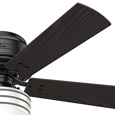 Hunter&reg; 52-Inch Cedar Key Low Profile Indoor/Outdoor Ceiling Fan in Black with Remote Control. View a larger version of this product image.