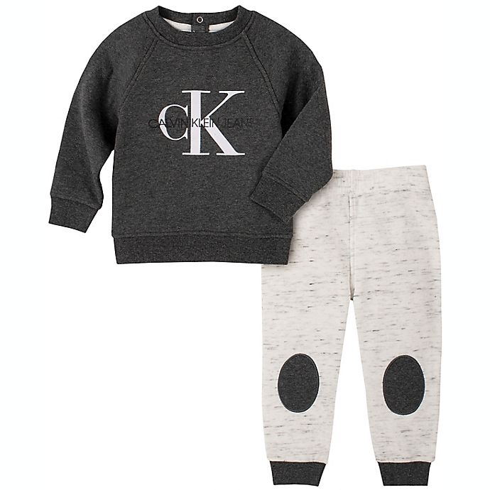 Calvin Klein® CK Logo 2-Piece Jogger Set in Charcoal/White | buybuy BABY