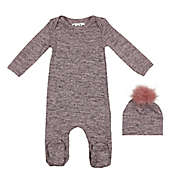 HannaKay by Mani&egrave;re 2-Piece Sweater Knit Footie and Hat Set in Pink