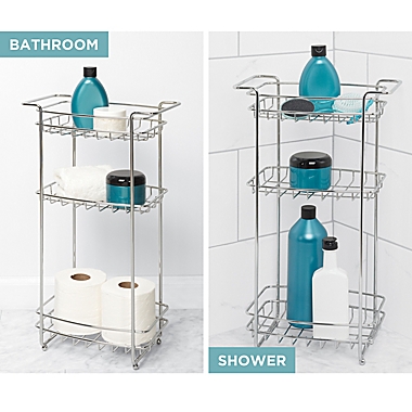 Zenna Home&reg; 3-Shelf Floor Stand in Chrome. View a larger version of this product image.