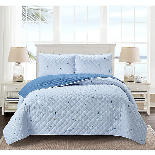 Alternate image 1 for Harper Lane Seagull Cove 2-Piece Reversible Twin Quilt Set in Blue