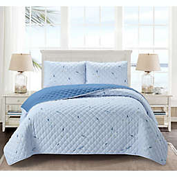 Harper Lane Seagull Cove 3-Piece Reversible King Quilt Set in Blue