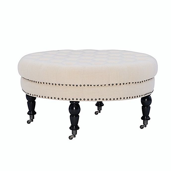 Isabelle Round Tufted Ottoman Bed, Tufted Round Ottoman Chair