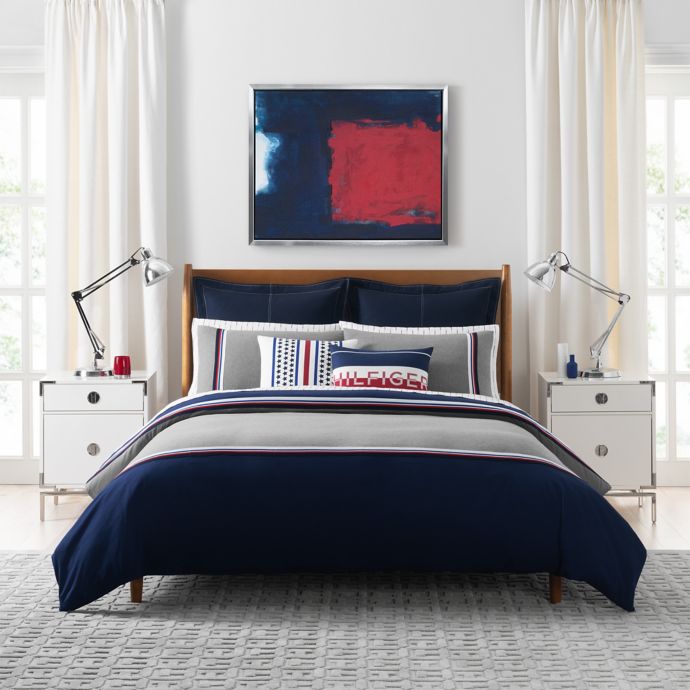 Tommy Hilfiger® Sport Stripe 3Piece Comforter Set in Grey Bed Bath