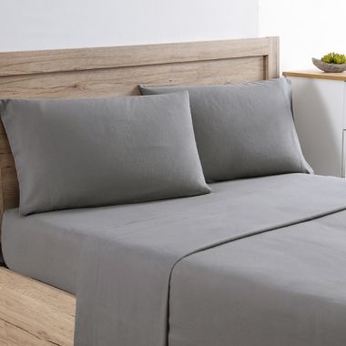 Bee &amp; Willow&trade; Solid Flannel Queen Sheet Set in Charcoal. View a larger version of this product image.
