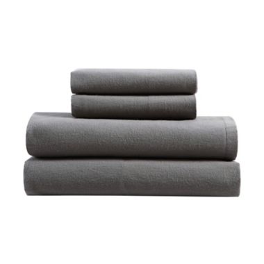 Bee &amp; Willow&trade; Solid Flannel Queen Sheet Set in Charcoal. View a larger version of this product image.