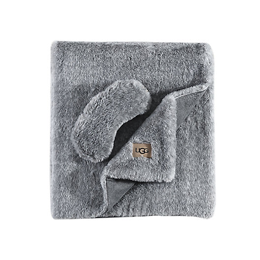 Alternate image 1 for UGG® Pinecreek 2-Piece Faux Fur Travel Set in Charcoal