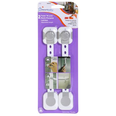 Dreambaby&reg; 2-Pack Twist N' Lock&trade; Multi-Purpose Latches in White/Grey