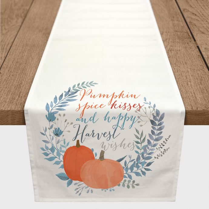 Designs Direct Blue Fall Wreath Table Runner in Orange | Bed Bath & Beyond