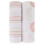 Ely&#39;s &amp; Co. 2-Pack Rainbow Cotton Muslin Swaddle Blankets in Pink