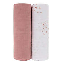 Ely's & Co. 2-Pack Dotties Cotton Muslin Swaddle Blankets in Pink
