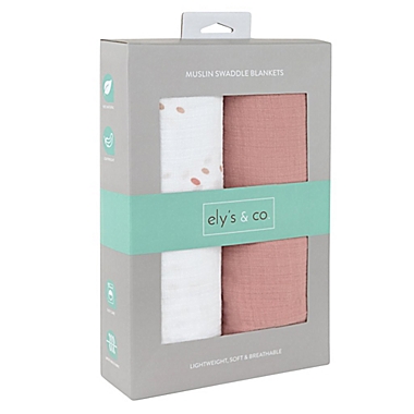 Ely&#39;s &amp; Co. 2-Pack Dotties Cotton Muslin Swaddle Blankets in Pink. View a larger version of this product image.