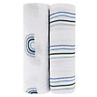 Alternate image 0 for Ely&#39;s &amp; Co. 2-Pack Rainbow Cotton Muslin Swaddle Blankets in Blue