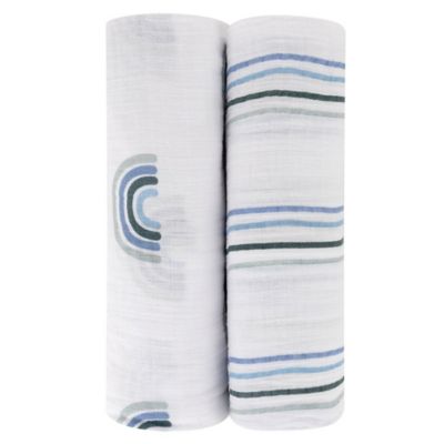 Ely&#39;s &amp; Co. 2-Pack Rainbow Cotton Muslin Swaddle Blankets in Blue
