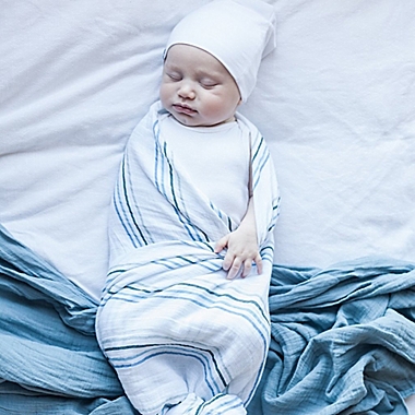 Ely&#39;s &amp; Co. 2-Pack Dotties Cotton Muslin Swaddle Blankets in Blue. View a larger version of this product image.