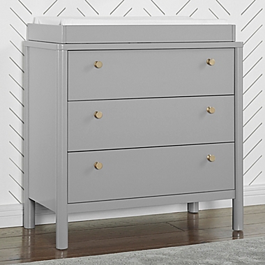 Delta Children&reg; Remy 3-Drawer Dresser with Changing Top in Grey. View a larger version of this product image.